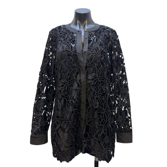NWT Soft Surroundings Lace Blouse With Cami Black 2p M - Picture 1 of 7